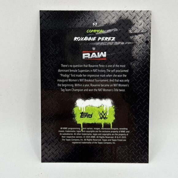2025 Topps Finest WWE #53 Roxanne Perez Blue Refractor /149 Wrestling Card - Picture 3 of 3